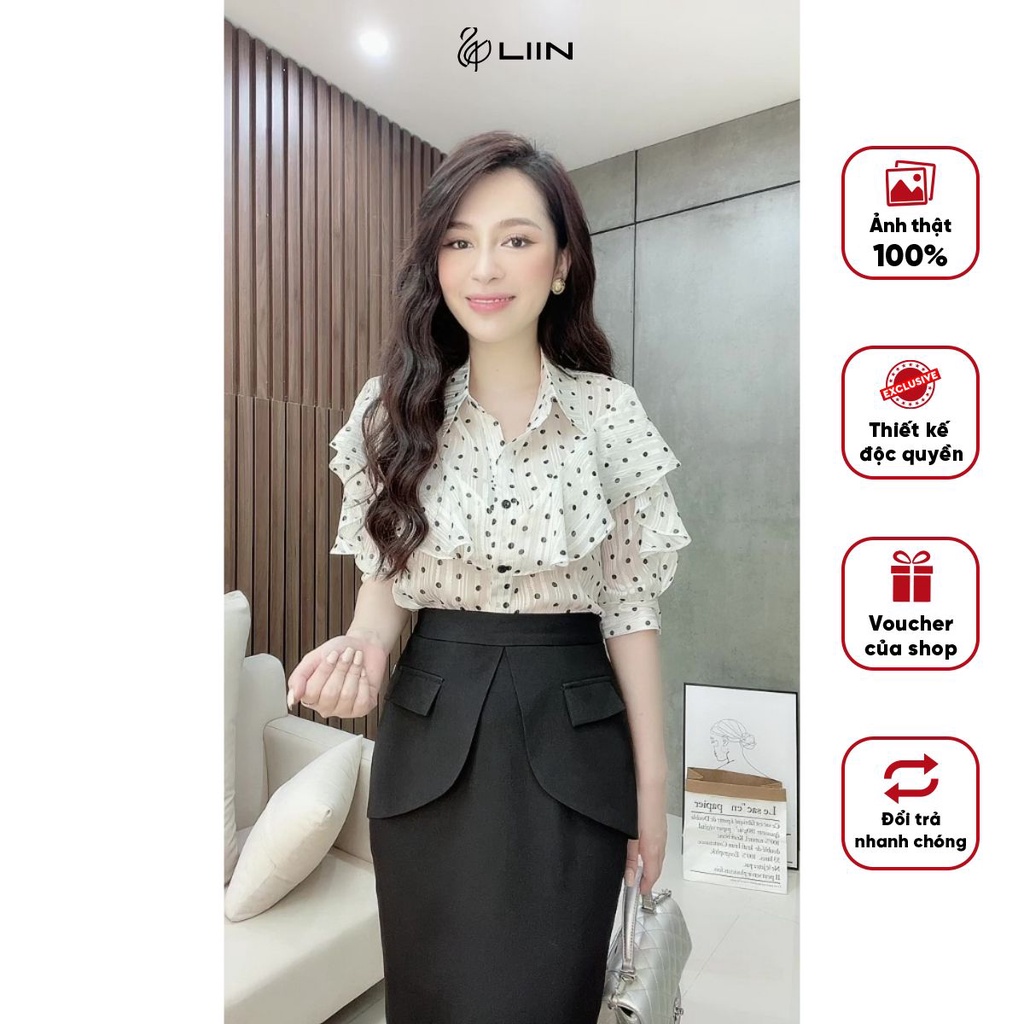 Áo tằm trắng chấm bi nữ tính bèo tay SM4991 Liin Clothing