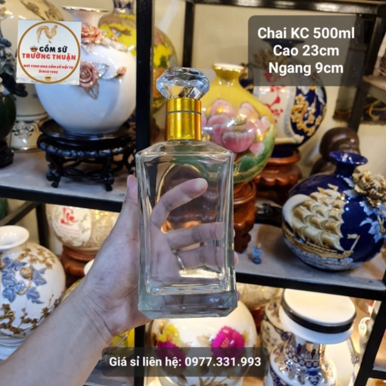 [ VIPShop ] Vỏ Bình Thủy Tinh XO Tròn Đựng Rượu 500ml, Chai đựng rượu XO, Hàng Loại 1, XO KC 500ml