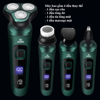 Máy Cạo Râu 9D Shaver 4in1 3 Lưỡi Kép Cực Êm, Máy Cạo Râu Kèm Tỉa Lông Mũi