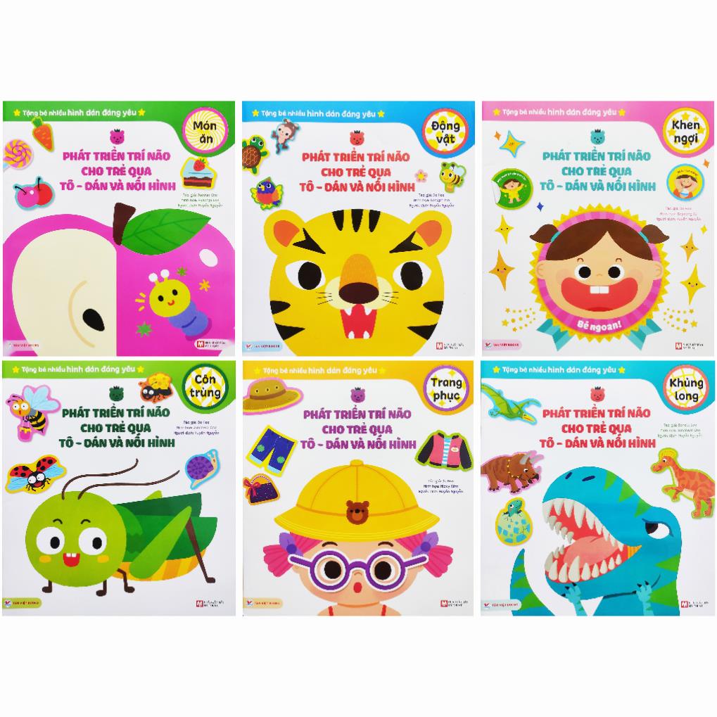 Sách - Phát triển trí não cho trẻ qua tô dán và nối hình - 6 chủ đề - Tân Việt