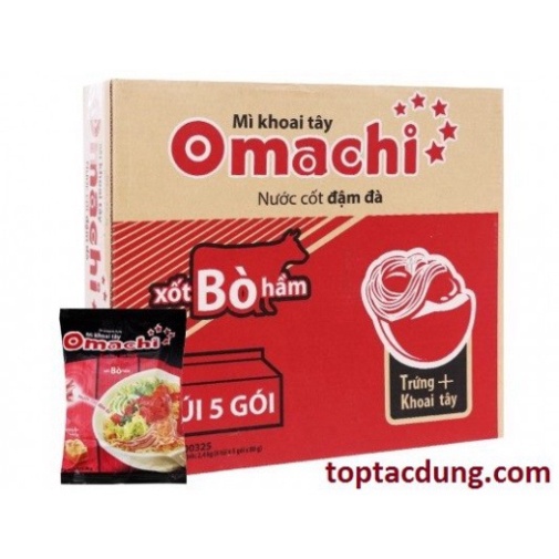 thùng mì tôm 30 gói mì OMACHI SỐT BÒ HẦM