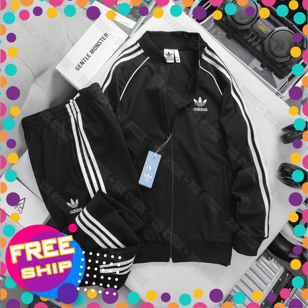 Bộ thể thao thu đông 🚚FREESHIP🚚 Áo bomber SST thể thao dài tay Adidas 3 sọc, chất vải Poly co giãn 4 chiều - HOTTREND