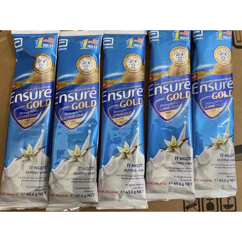 Ensure Gold Ít Ngọt Hương Vani Gói 60,6g date mới nhất