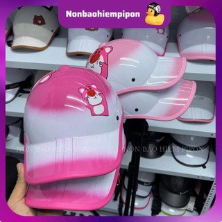 Mũ bảo hiểm lưỡi trai gấu dâu có khoét lỗ cột tóc dành cho nữ với thiết kế sơn 3 line độc đáo