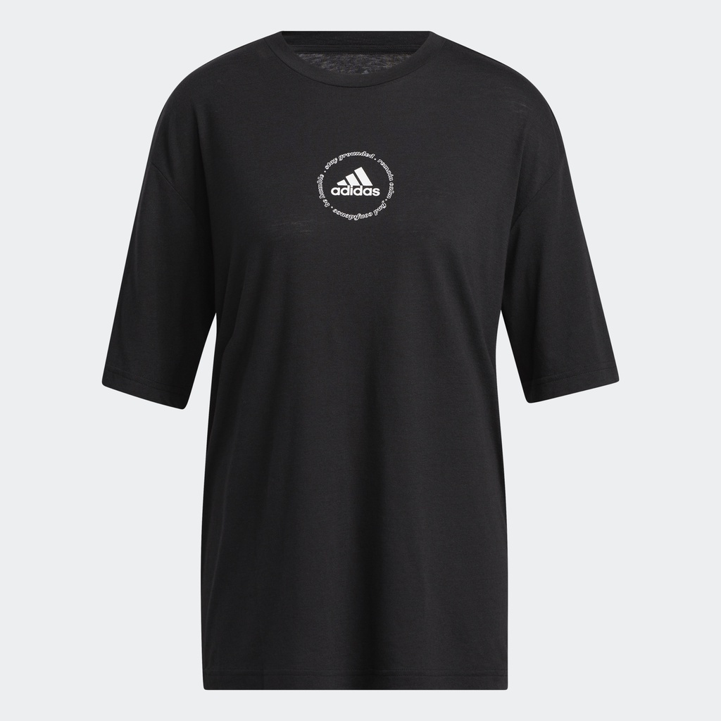 Adidas Phong cách sống Áo Thun Graphic Oversize Yoga Nữ Đen GS4741