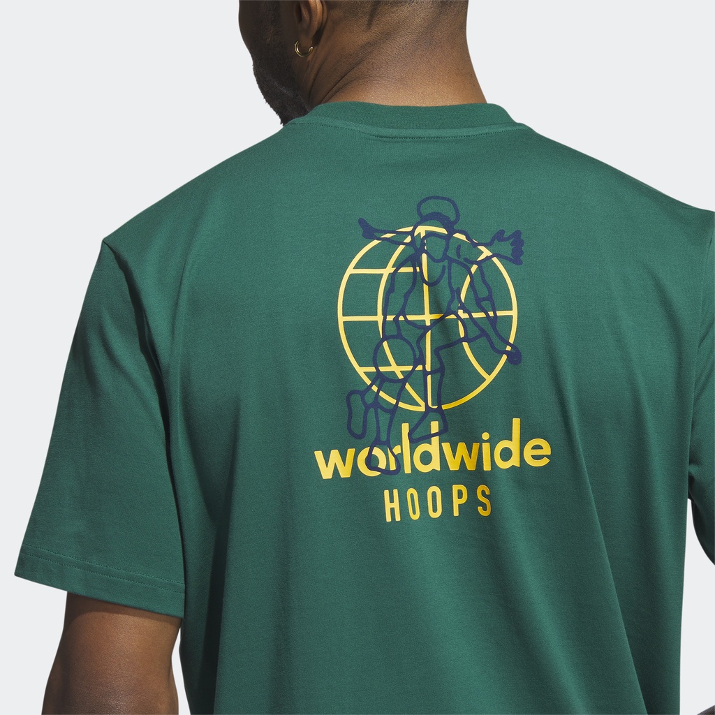 Adidas Bóng rổ Áo Thun Graphic Worldwide Hoops Nam màu xanh lá IM4615