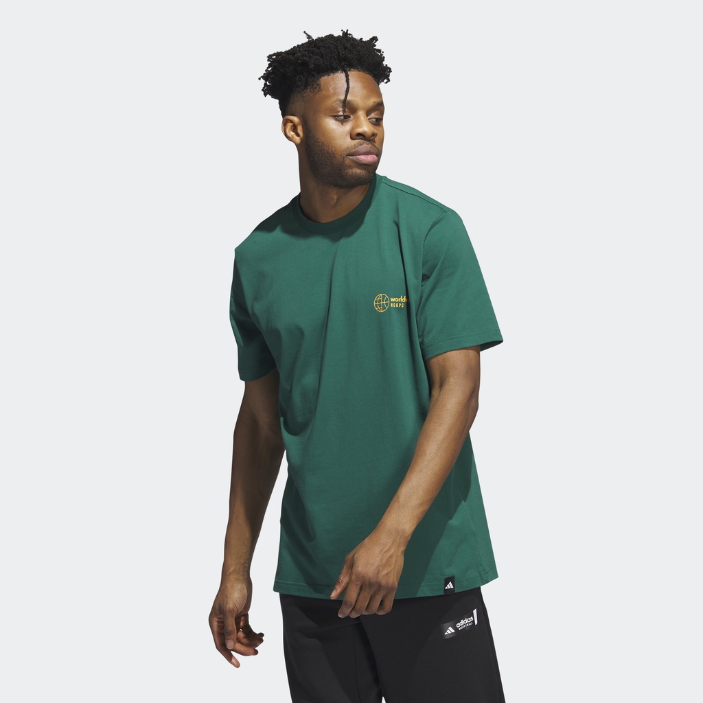 Adidas Bóng rổ Áo Thun Graphic Worldwide Hoops Nam màu xanh lá IM4615