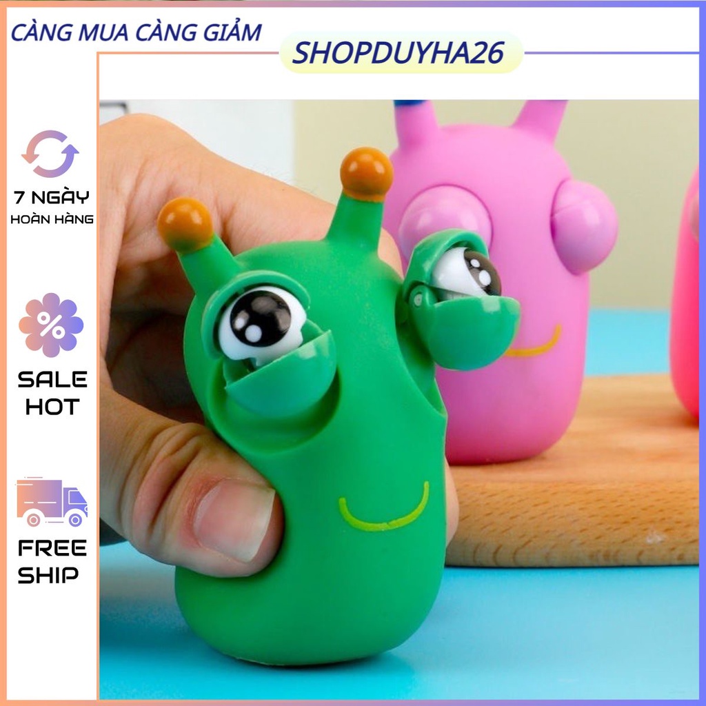 Đồ chơi bóp dẻo sâu xanh mắt lồi bóp mềm dễ thương cực mới lạ cho bé