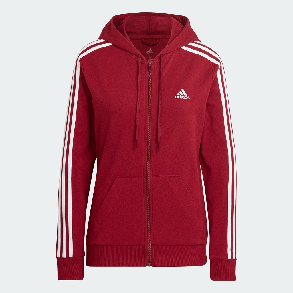 adidas Phong cách sống Áo hoodie 3 Sọc khóa kéo dọc thân vải single jersey Essentials Nữ HP0010