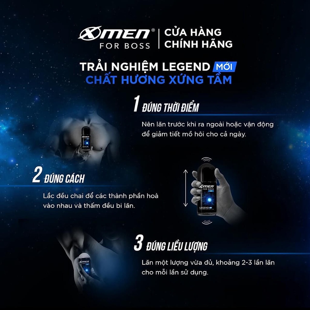 Lăn Khử Mùi X-Men For Boss Legend Hương Tinh Tế 50ml