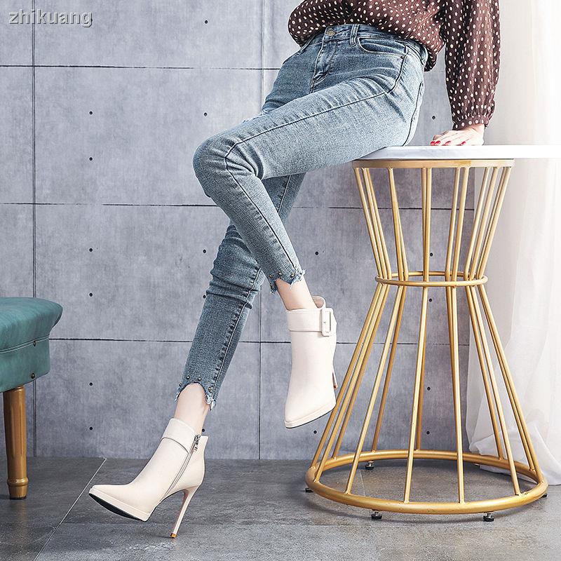 Giày Bốt Cao Gót Mũi Nhọn Đế Dày Thời Trang Thu Đông Mới 2023 Cho Nữ