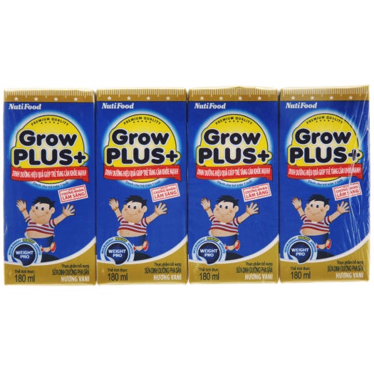 Lốc 4 Hộp Sữa bột pha sẵn Nutifood Grow Plus xanh 110ml/180ml, Growplus đỏ 110/180ml