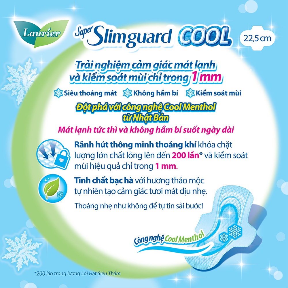 Băng Vệ Sinh Siêu Mỏng Mát Lạnh 22,5Cm Laurier 16 Miếng
