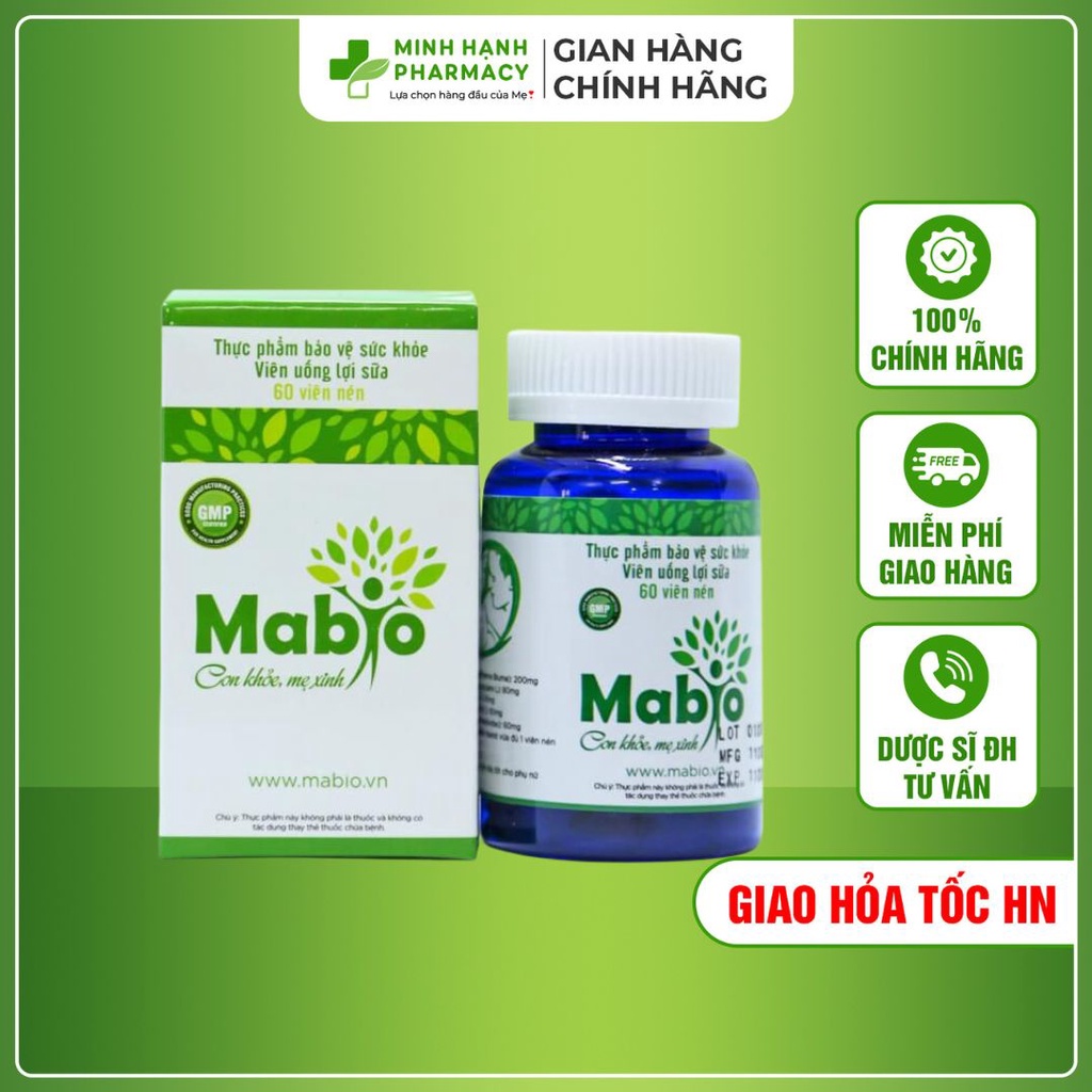 Viên uống lợi sữa Mabio tăng tiết sữa, tăng chất lượng sữa và giảm nguy cơ tắc tuyến sữa - Hộp 60 viên