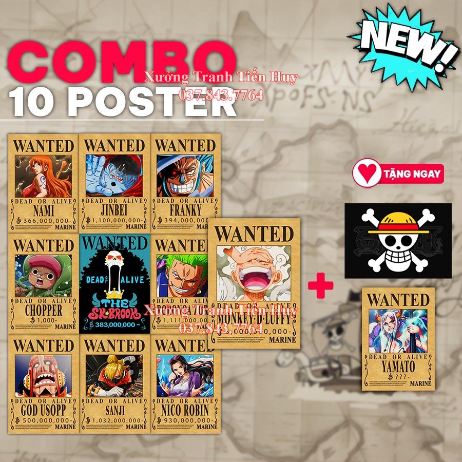 Poster Truy Nã Băng Mũ Rơm One Piece Mới Nhất - 20x30cm - Tranh Dán Tường Anime Vua Hải Tặc Dùng Trang Trí Nội Thất