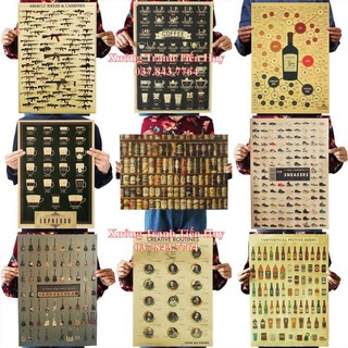 Poster dán tường áp phích dán tường 20x30cm phong cách vintage độc đáo