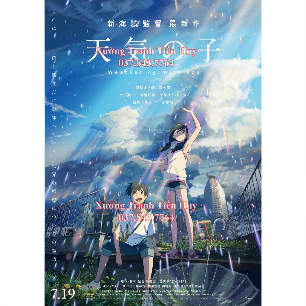 Poster Anime Đứa Con Của Thời Tiết - Áp Phích dán tường Tenki no Ko - Weathering with You 20x30cm có sẵn keo