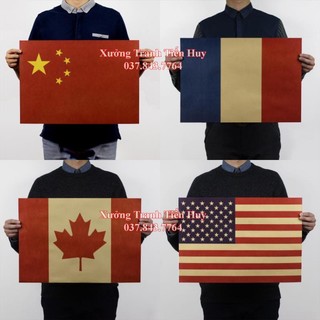 Poster Dán Tường Cờ các nước dùng decor phòng - Tranh dán tường hình cờ trang trí phòng cao cấp
