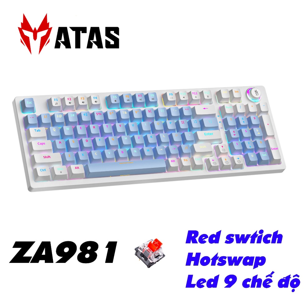 Bàn phím cơ ATAS ZA981 98 Key - Hotswap - Red Swtich - LED 9 chế độ