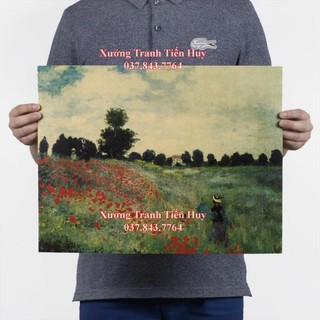 Poster Dán Tường Tranh sơn dầu Monet 20x30cm phong cách cổ điển
