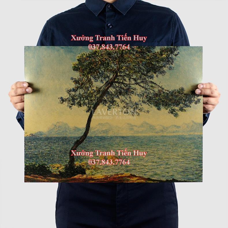 Poster Dán Tường Tranh sơn dầu hình cây phong cách retro trang trí nội thất