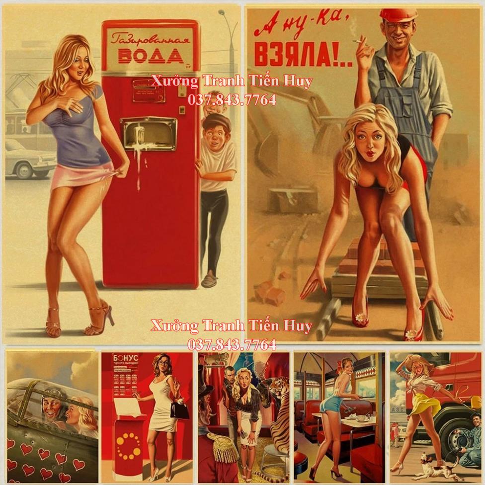 Poster Sexy Pin Up Cô Gái Vintege Poster Nhà Phòng Decal Dán Tường Giấy Chất Lượng Cao Ms: 352