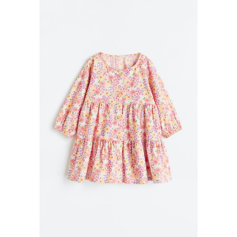 Váy hoa dài tay có khuy HM H&M_hàng chính hãng authentic