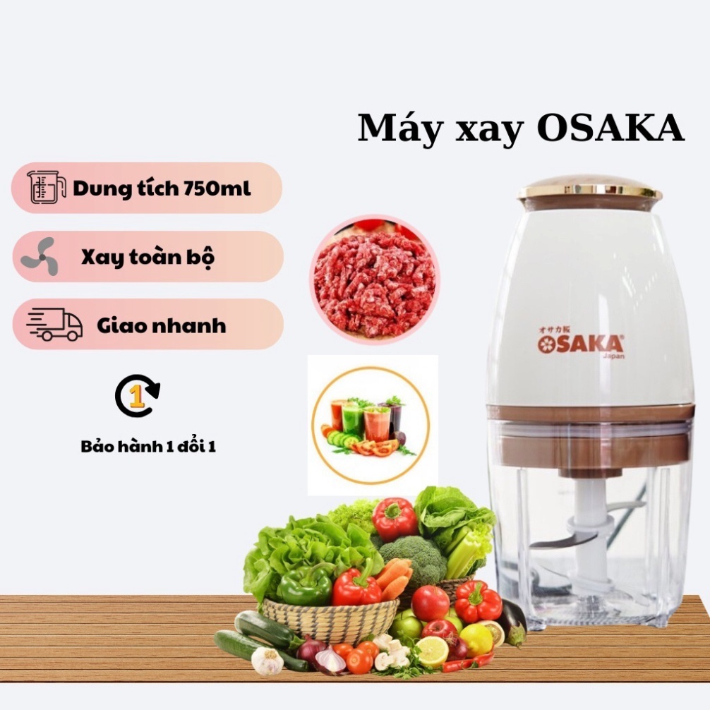 Máy xay sinh tố mini Osaka dung tích 750ml, máy xay thịt xay đồ ăn dặm cho bé xay cá thực phẩm