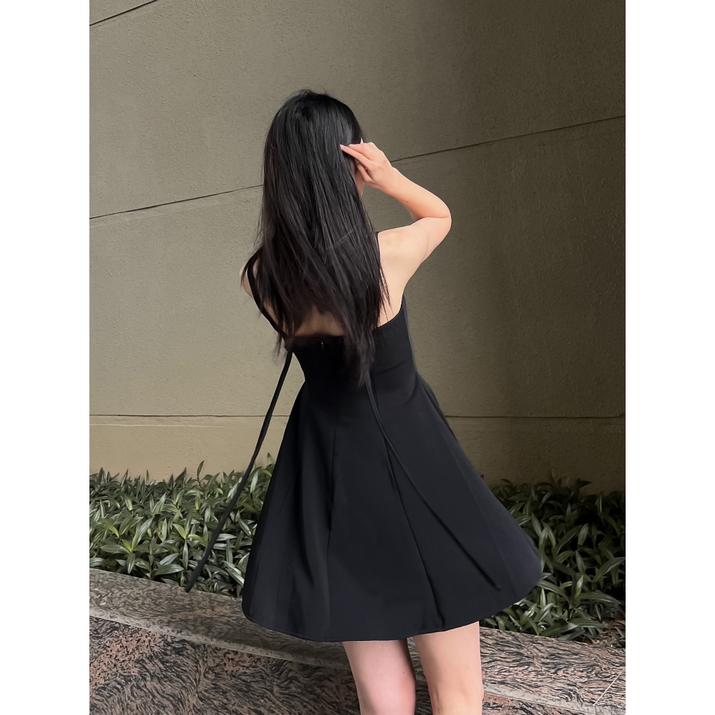 CARA Đầm ngắn nữ Furin hai dây dáng chữ A chiết eo đơn giản năng động