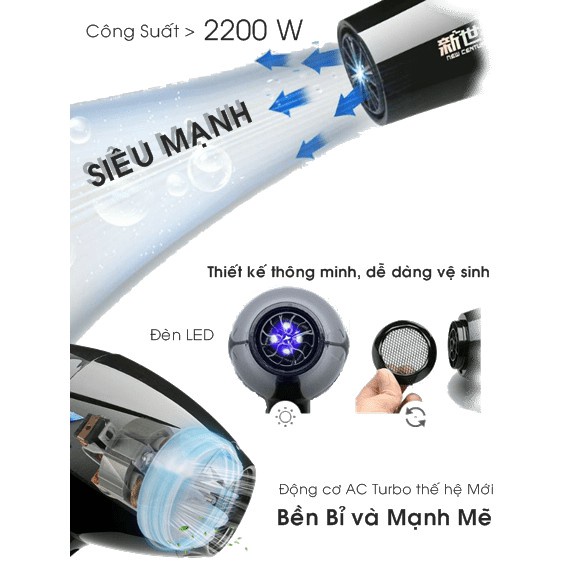 Máy Sấy Tóc Công Suất Thực KOREMI 1800W NA-6688, AONIKASI-8868 2300W, Chuyên Nghiệp Cho Salon, BH 1 Đổi 1 trong 12 Tháng