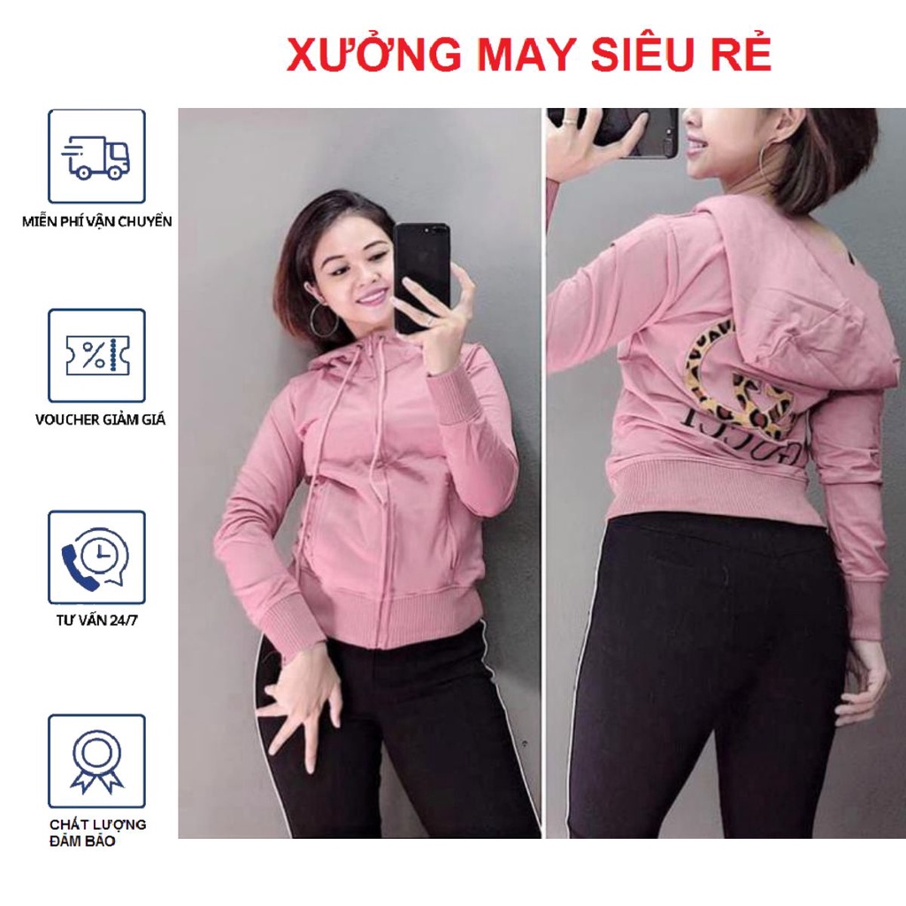 Áo khoác da cá G.U lưng hàng bao chất dễ thương-A393