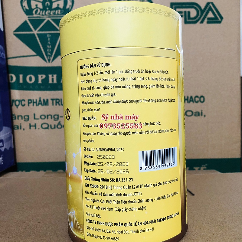 Nước uống trắng da GLUTATHION Retinol Collagen Nano Sakura giúp trắng, căng da da bật tông mờ nám hộp 20 gói