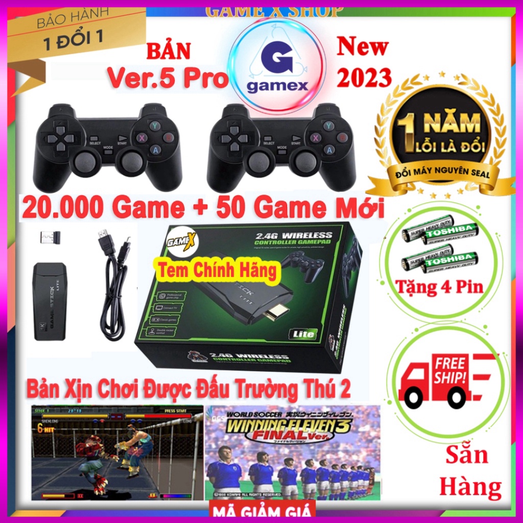 Game Stick 4k V2 Pro 2023, 64GB-15.000 trò + 50 game mới tải thêm, máy chơi game cầm tay không dây