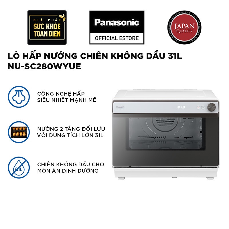 Lò chiên không dầu hấp nướng đối lưu Panasonic NU-SC280WYUE - Dung tích lớn 31 lít