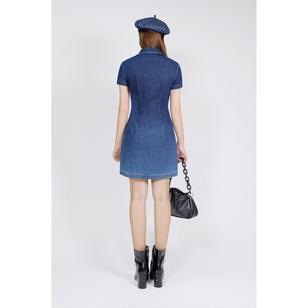 Đầm Denim Nữ Dáng Suông Tay Ngắn.Women's Denim Dress with Short Sleeves - 123WD2125F1970