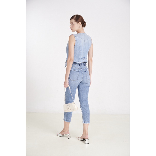 Quần Jeans Lửng Dáng Mom. Light Blue Mom Baggy Jeans - 123WD2097B1930