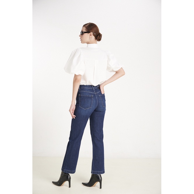 Quần Jeans Nữ Màu Xanh Đậm Dáng Wideleg. Wideleg Dark Blue Women's Jeans - 123WD2085B1990