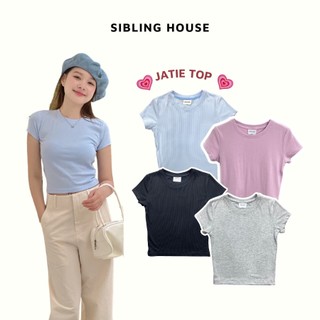 Áo thun trơn croptop nữ tay ngắn cổ tròn dáng ôm chất thun co giãn basic Jatie Top  - Sibling House