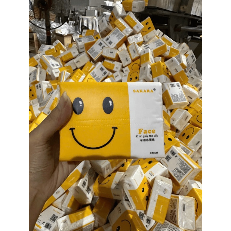 Thùng 30 Gói Giấy Ăn Mặt Cười FACE 3 lớp mềm dai không bụi giấy lau an toàn cho sức khoẻ