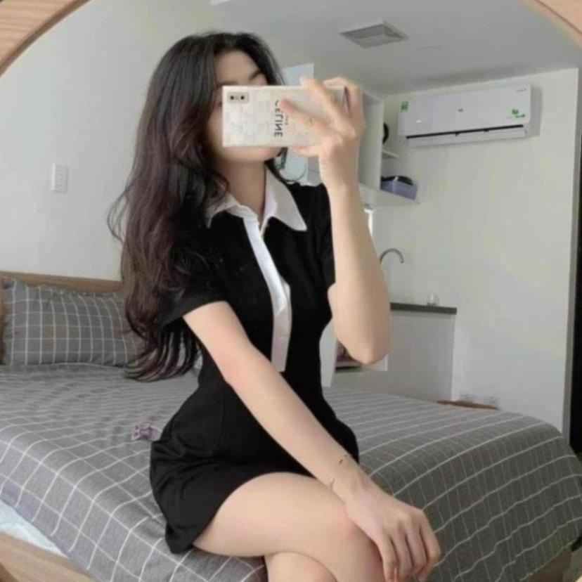 Váy polo nữ ngắn tay dáng xòe kiểu ôm body, phong cách basic sexy, chất dày dặn mặc đi chơi siêu xinh VAY2