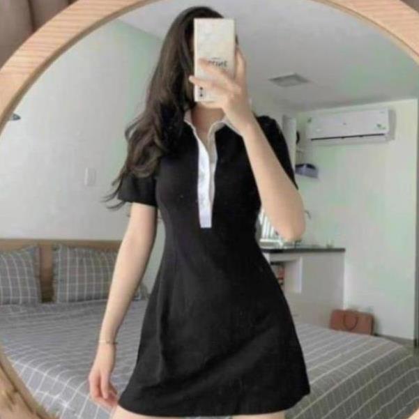 Váy polo nữ ngắn tay dáng xòe kiểu ôm body, phong cách basic sexy, chất dày dặn mặc đi chơi siêu xinh VAY2