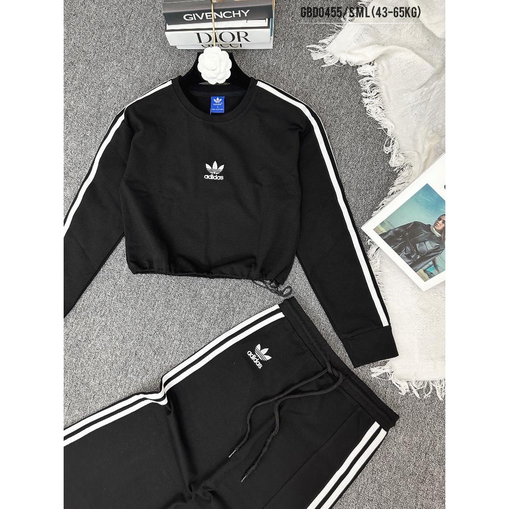 Set chân váy dài áo rút dây nữ ANZI áo dài tay ADIDAS croptop chân váy xẻ GBD0455