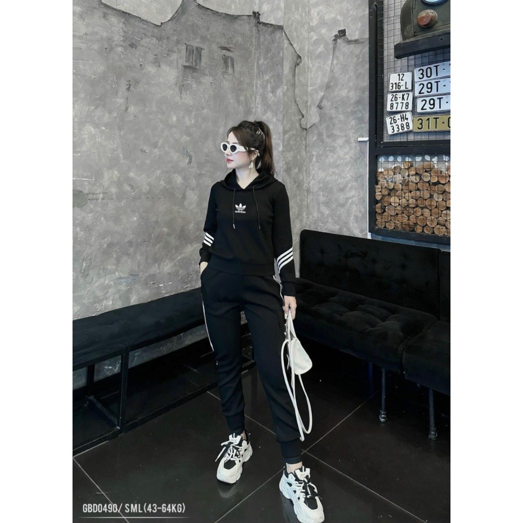 Đồ bộ nữ ANZI set nỉ das áo hoodie có mũ dài tay quần jogger GBD0490