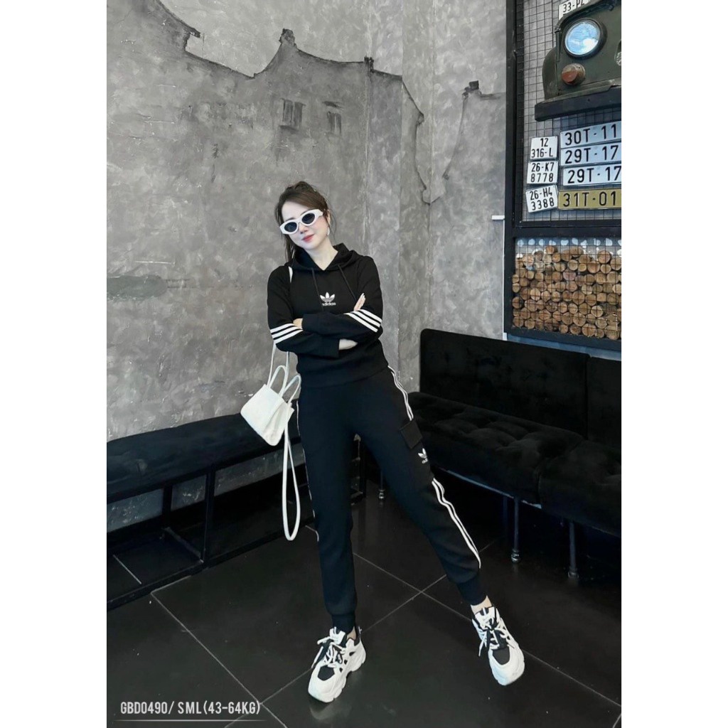 Đồ bộ nữ ANZI set nỉ das áo hoodie có mũ dài tay quần jogger GBD0490