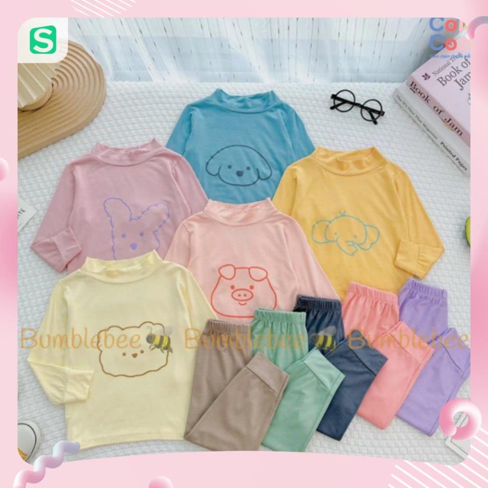 Bộ Thu Đông Bé Trai Bé Gái Cổ 3 Phân Thun Lạnh 8-18kg Shop  Đồ Ngủ Dài Tay Cho Bé Cao Cấp 3P THUN LẠNH