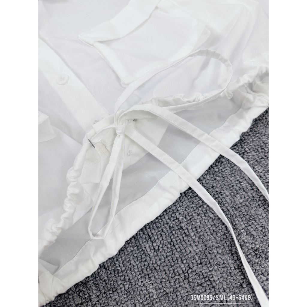 Áo sơ mi croptop ANZI dây rút túi hộp dài tay GSM0095