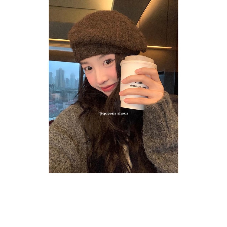 Mũ beret Len Dệt Kim Giữ Ấm Mùa Đông Thời Trang Dành Cho Nữ