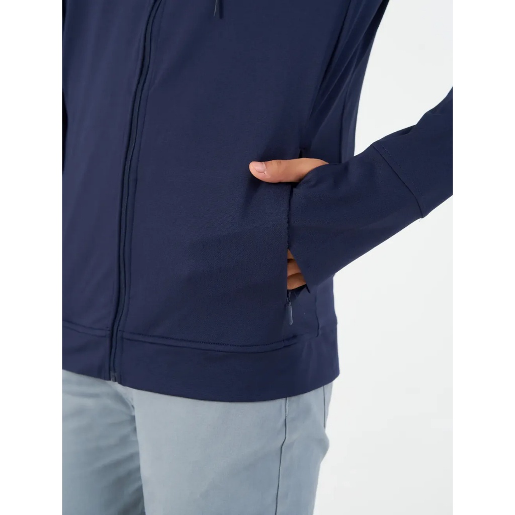 Áo khoác chống nắng nam CANIFA chất liệu lacoste polyester thoáng mát, có mũ, tay xẻ xỏ ngón, túi khoá 2 bên 8OT22S002