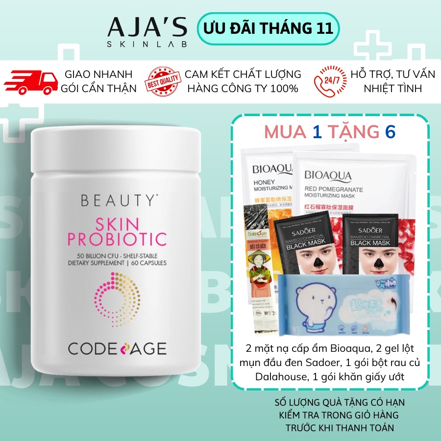 Viên uống lợi khuẩn, khỏe da CodeAge Skin Probiotic 60 viên - AJA'S SKINLAB