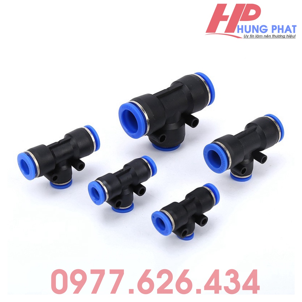 Combo 10 cái Cút nối nhanh khí nén PE-Đầu nối PE-Đầu nối chữ T PE-Cút nối chữ T PE4/PE6/PE8/PE10/PE1